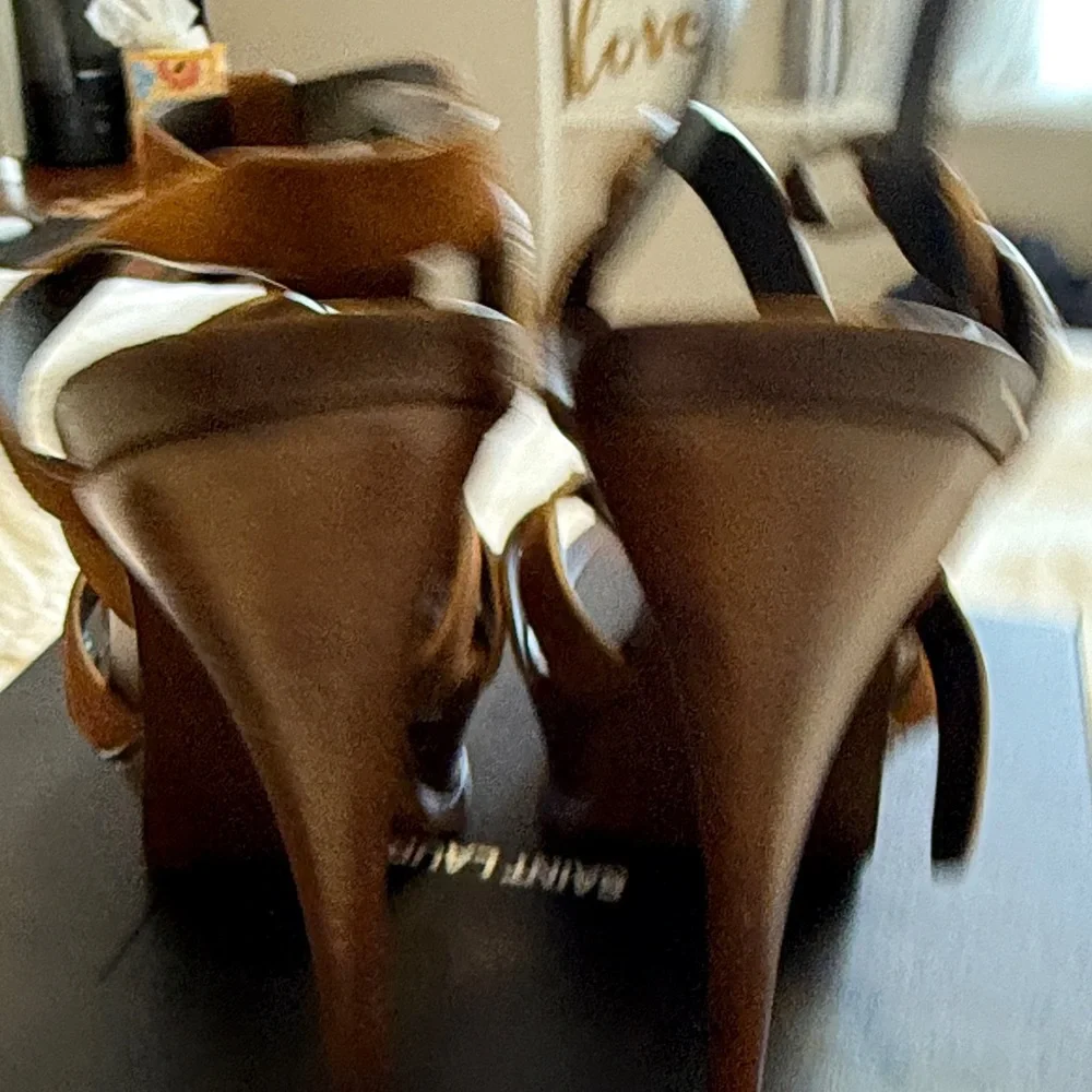 Yves Saint Laurent Brown Strappy Heels - Picture 7 of 8